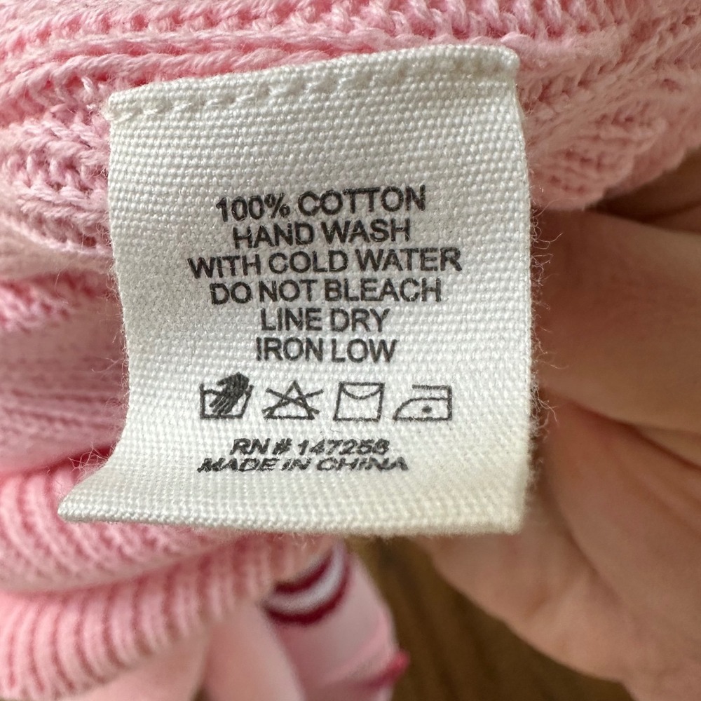 Simply Southern Pink Embroidered Flag Crew Neck Sweater 100% Cotton Size XL - Picture 4 of 5